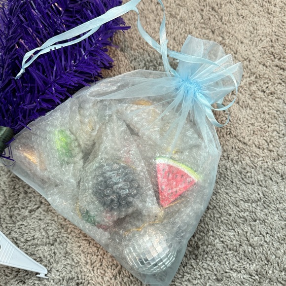 Mini Purple Christmas Tree with Ornaments, Tree Skirt & LED Lights, New in Box! - Picture 2 of 3